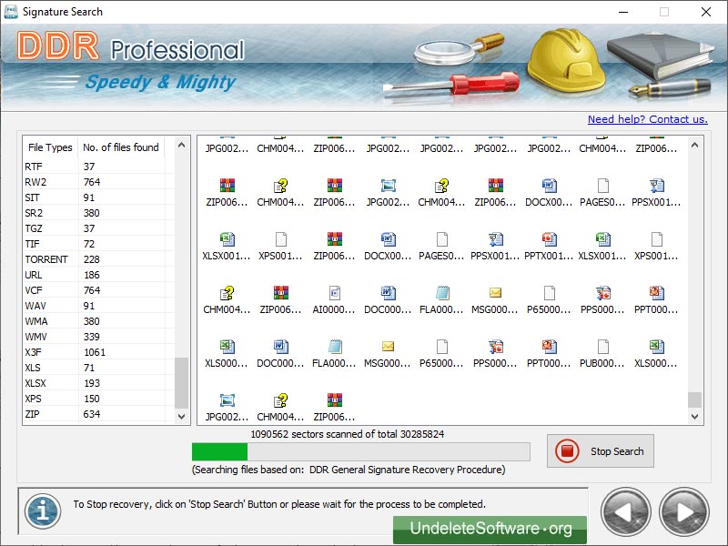 Screenshot of Undelete Software